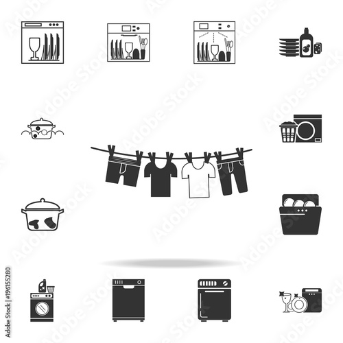 drying clothes on a rope icon. Detailed set of laundry icons. Premium quality graphic design. One of the collection icons for websites, web design, mobile app