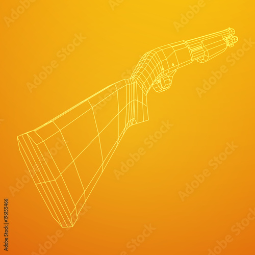 Shotgun rifle hunting carbine wireframe low poly mesh vector illustration