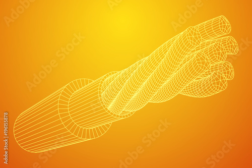 Electrical cable cleared wire. Wireframe low poly mesh vector illustration
