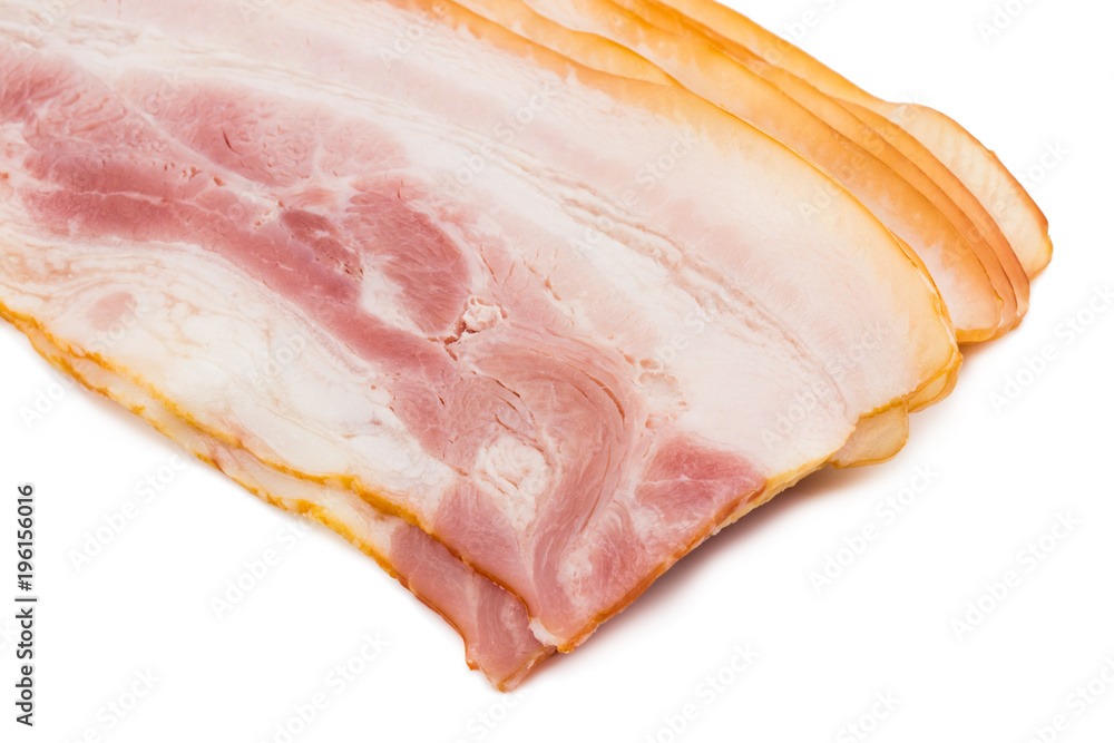 sliced bacon isolated on white background cutout sliced bacon isolated on white background cutout