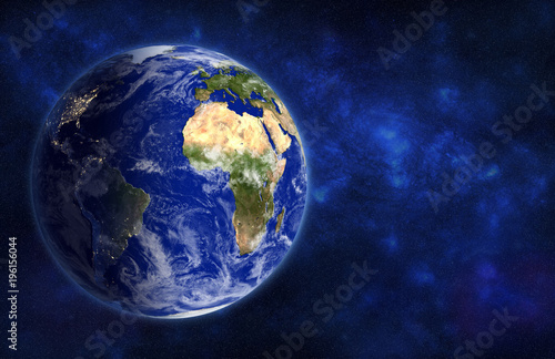 Earth globe , view from space, 3D rendering. Elements of this image furnished by NASA