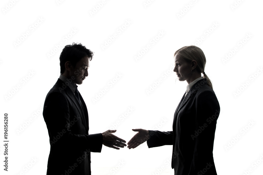 Silhouette of young businessperson. Silhouette of young businessperson.