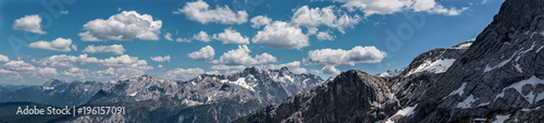 Panorama - Blauer Himmer mit Wolken über den Alpen II - High Resolution