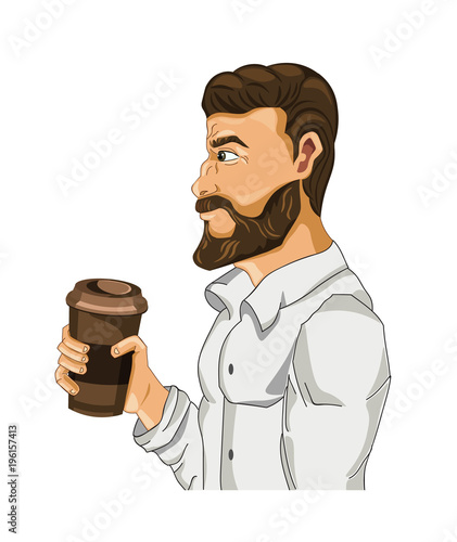 Man drinking coffee Vector cartoon character illustrations
