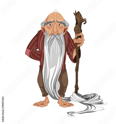 Old man shepherd Vector. cartoon character detailed illustrations