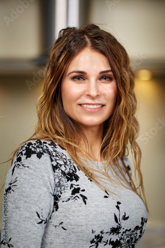 Closeup of an attractive woman indoor