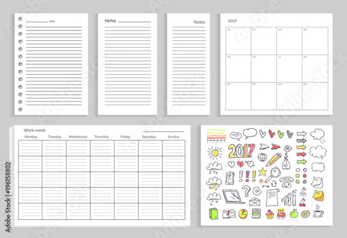 Set of Calendar, Daily Plans Vector Illustration