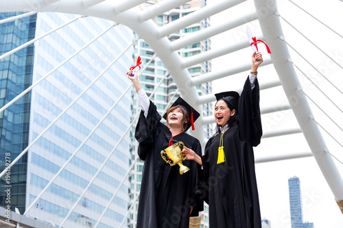 Education, Graduation concept with happy student happy after finish their university