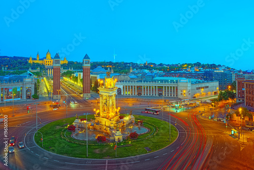 Panorama Towers Venetian and Square of Spain (Placa De Espanya),