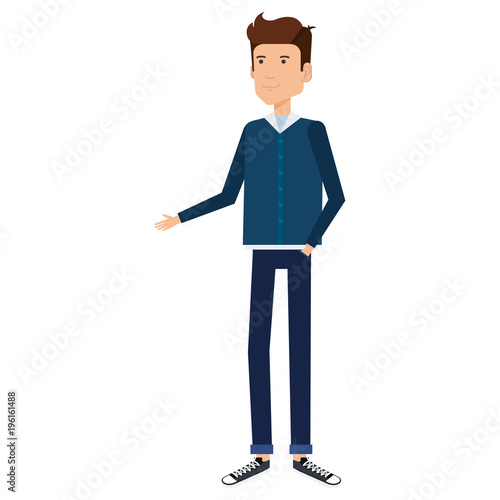 young man avatar character vector illustration design