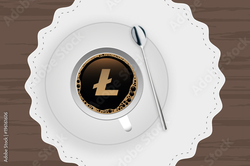Kaffeetasse mit Untertasse - Litecoin