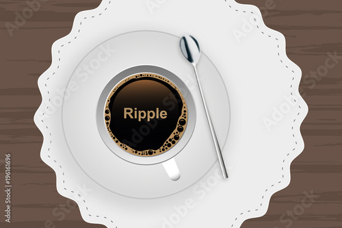 Kaffeetasse mit Untertasse - Ripple Schrift