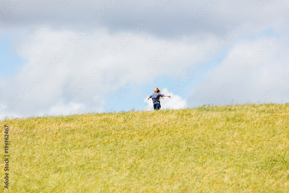 Woman in beautiful nature setting