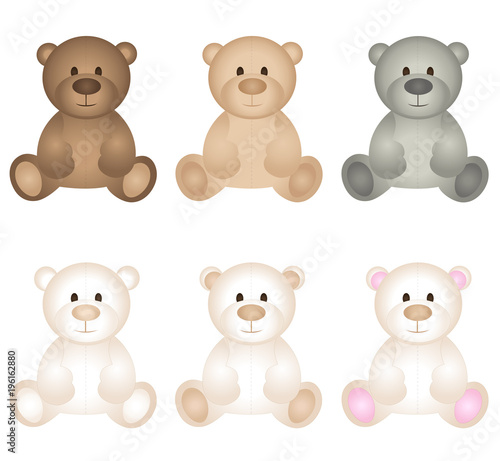 Teddy bear icon set vector
