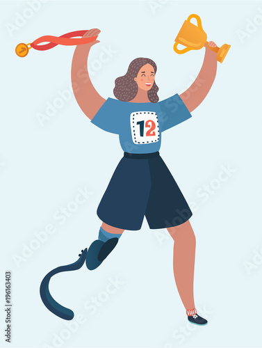 Vector silhouette of a running disabled woman