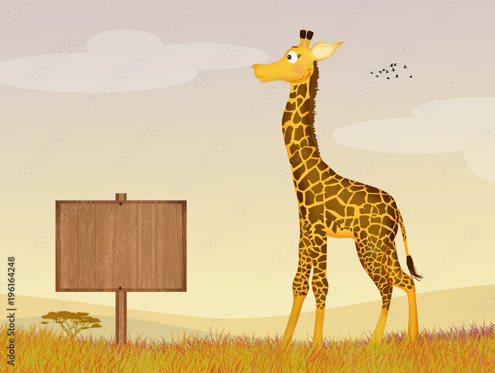 Naklejka premium illustration of giraffe in the jungle