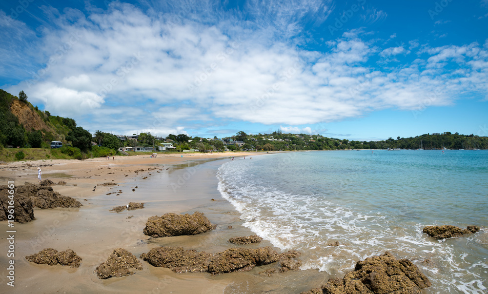 Panorama of a beach in new Zealand