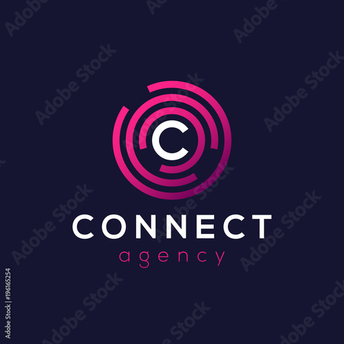 Letter C Logo Icon Design Template. Technology Abstract Line Connection Circle Vector Logotype