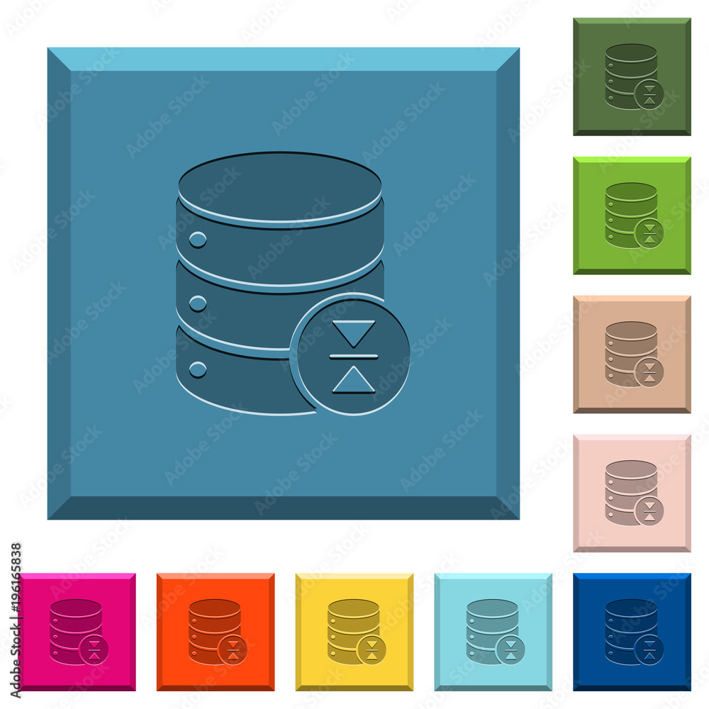 Select database table row engraved icons on edged square buttons