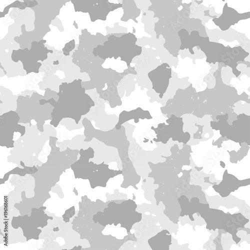 Camouflage seamless pattern. Winter camo, repeat print. Vector illustration.