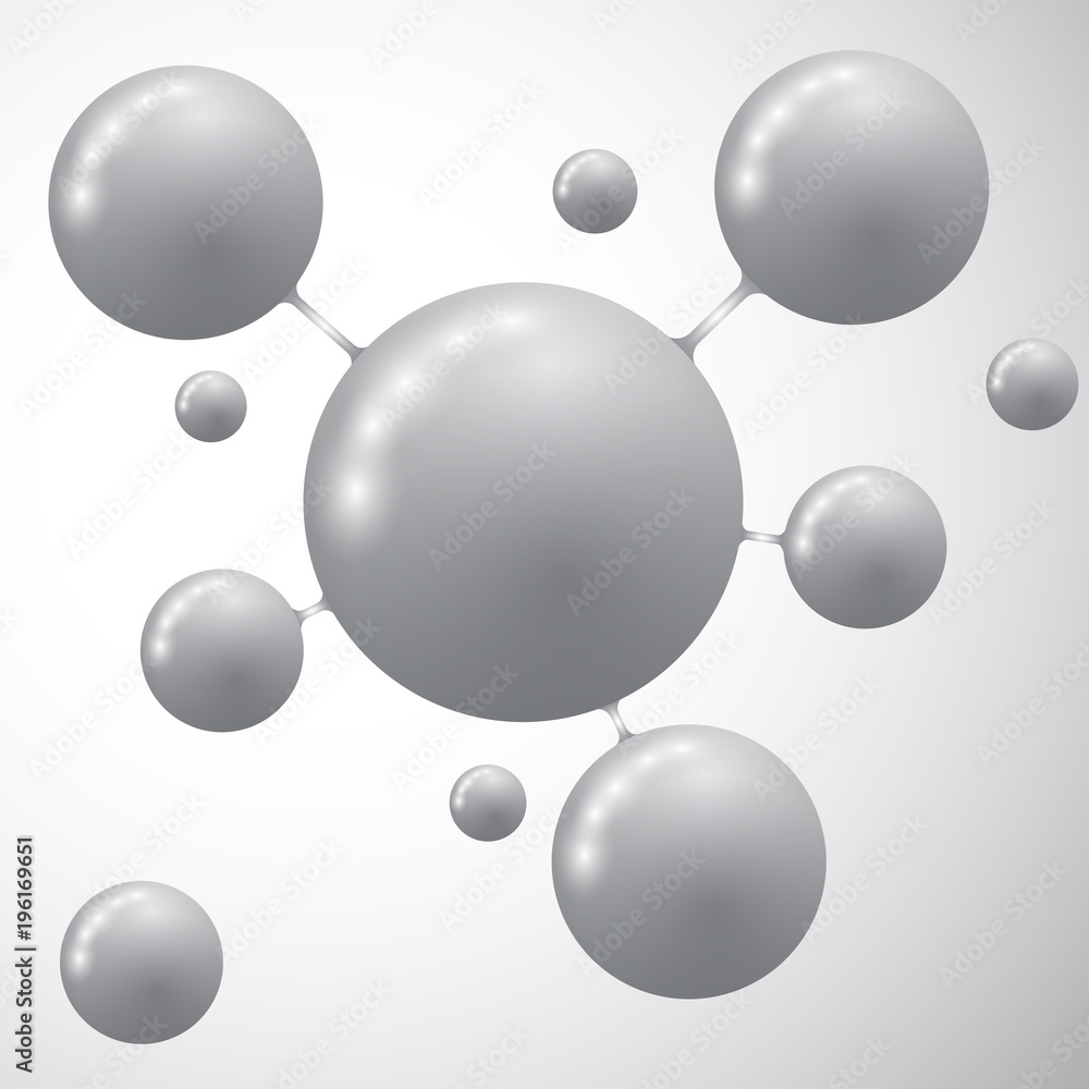 Molecule on grey background, illustration Molecule on grey background, illustration