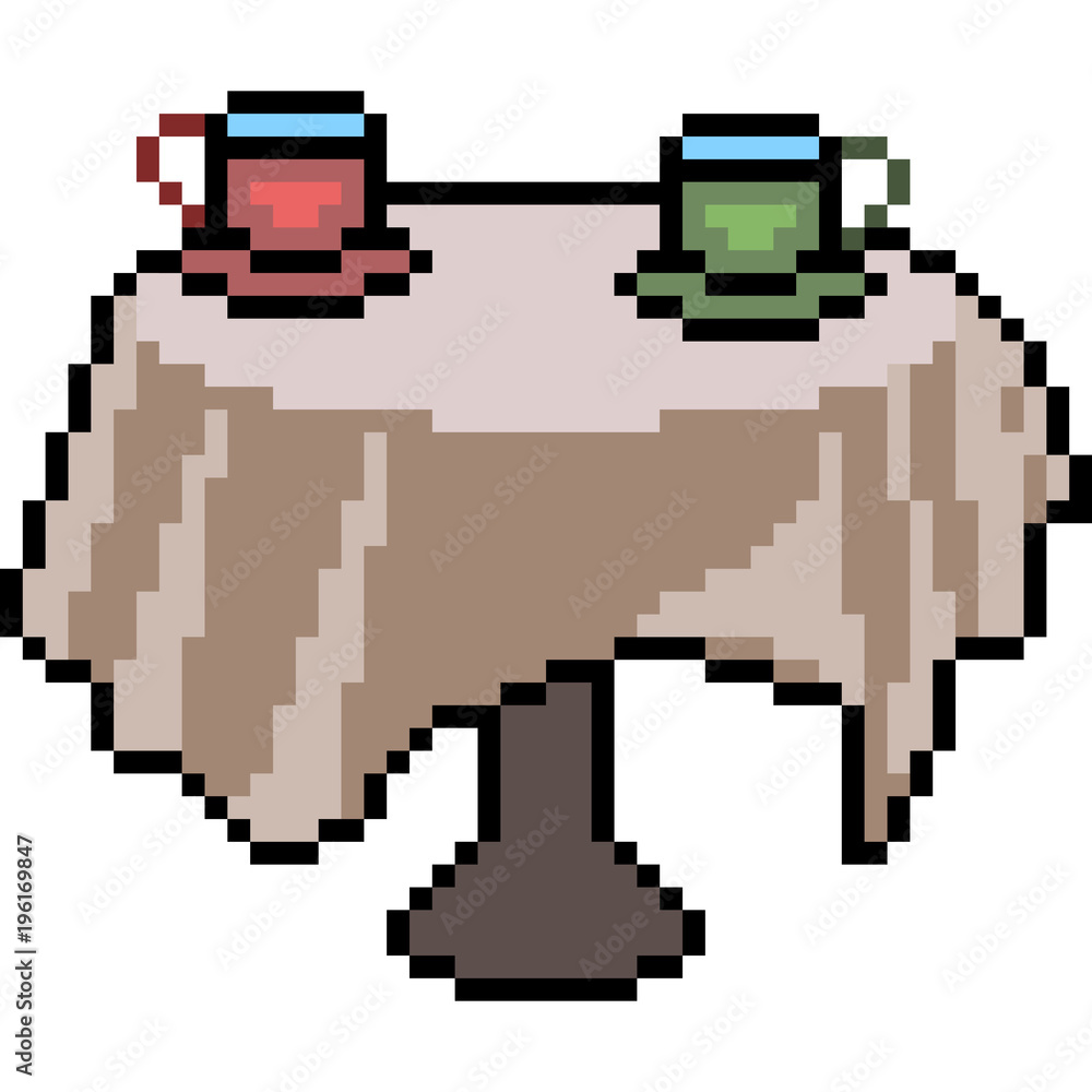 vector pixel art table cup drink Stock-Vektorgrafik | Adobe Stock