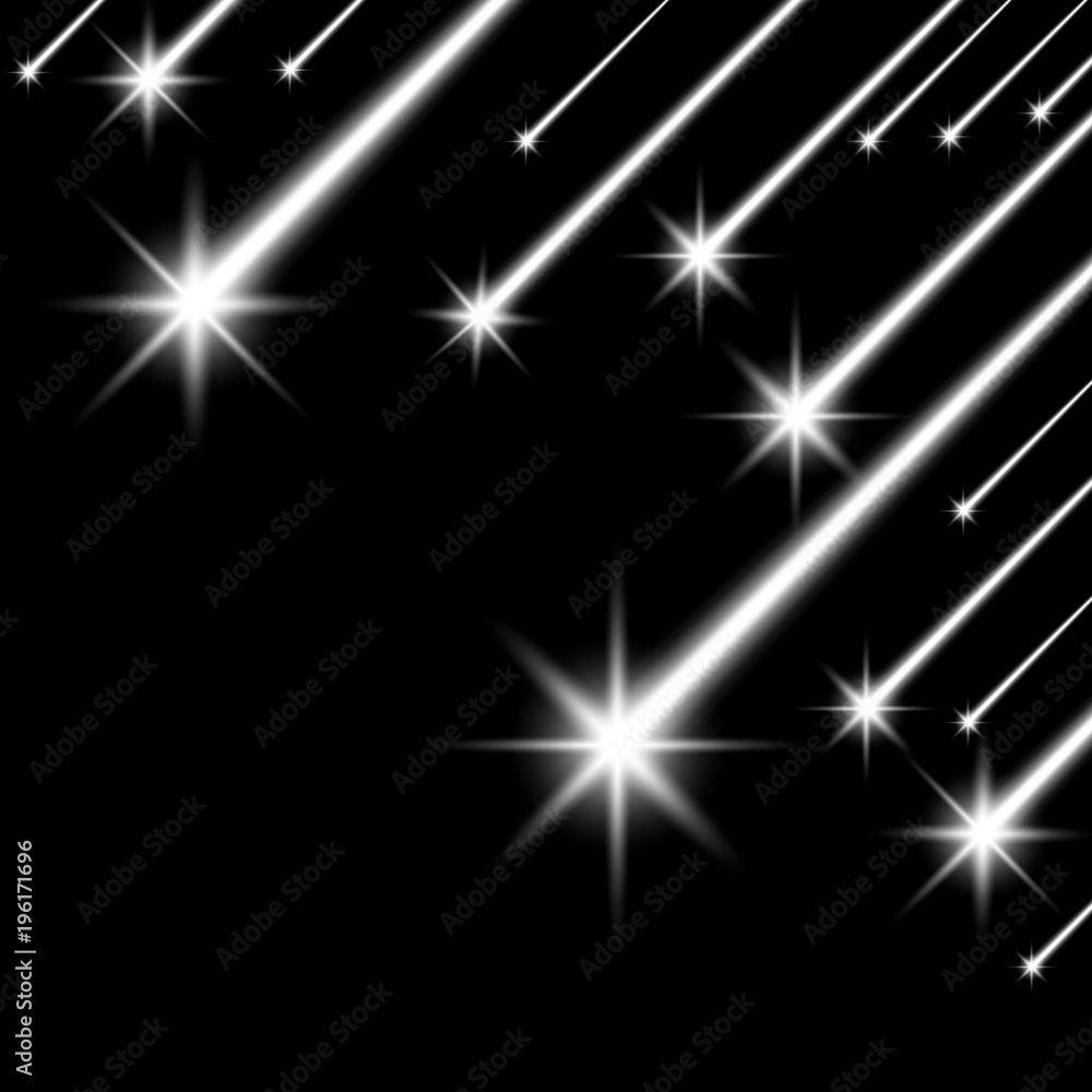 Glowing falling stars, white color Glowing falling stars, white color