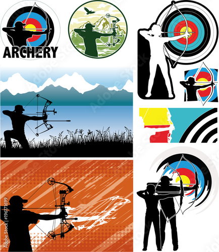 Archery wallpaper label and sticker collection 
