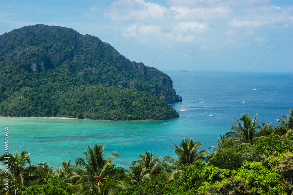 View of the island  Phi Phi Don  from the viewing point,Thailand.