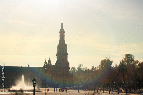 Very beautiful Plaza de espa  a  Seville  Spain  February 2018.