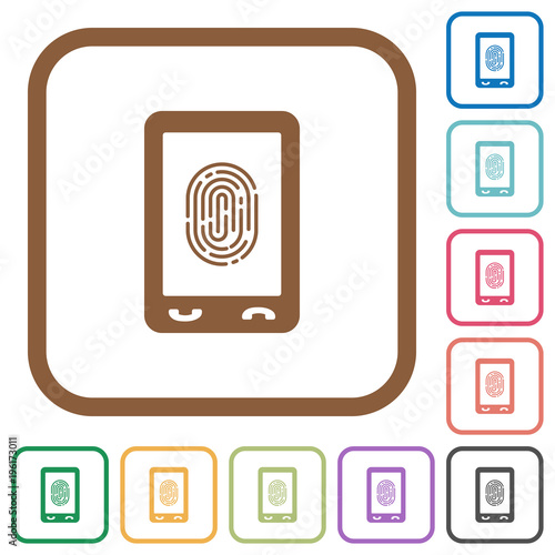 Mobile fingerprint identification simple icons