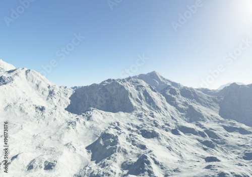 Alpine snowy mountains.Fractal 3D design. © juliaz36z