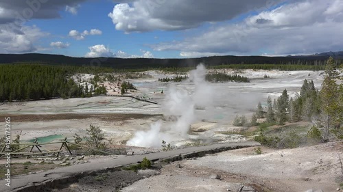 Porcelain Basin Trail in Norris Geyser Basin. Yellowstone NP, Wyoming, USA
