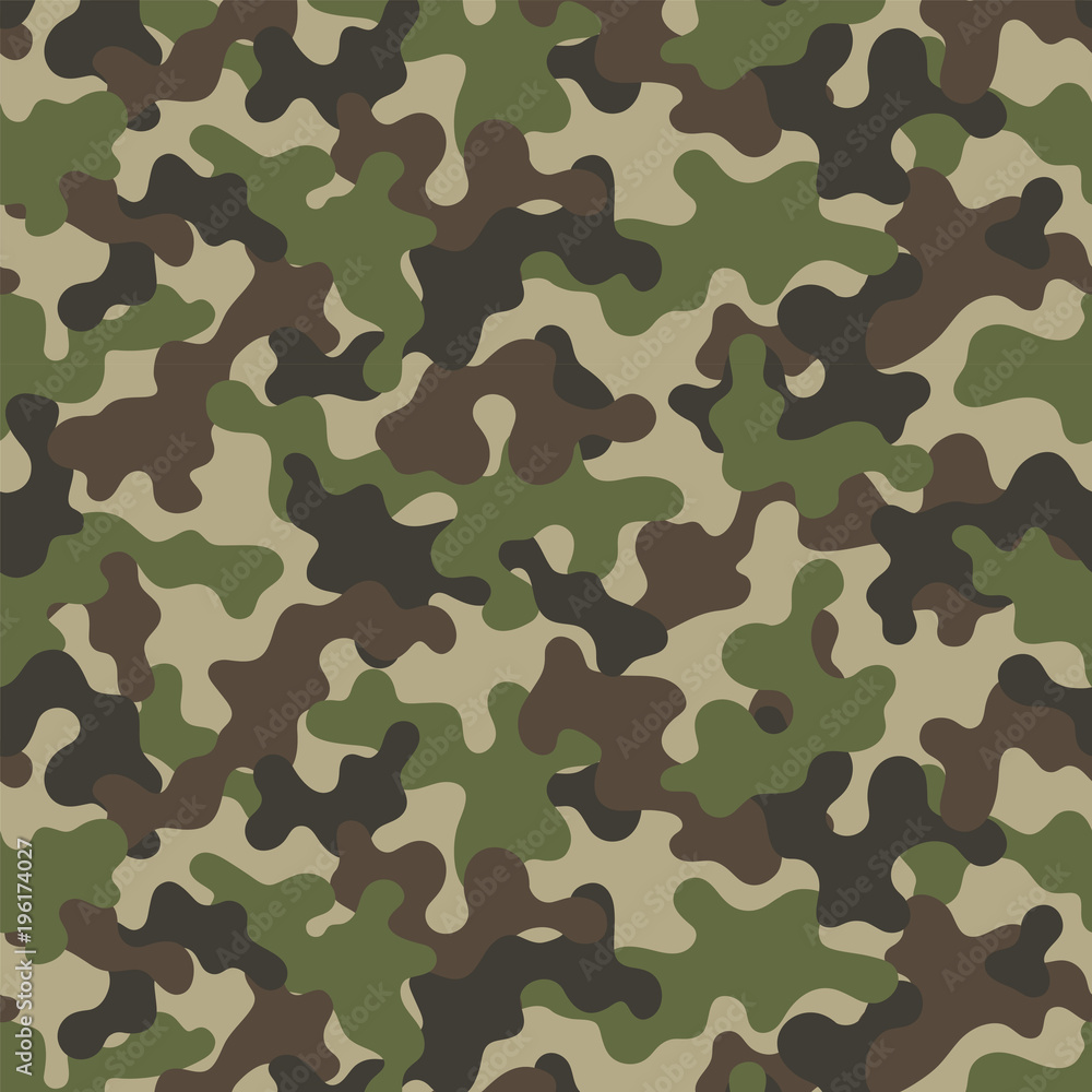 Fototapeta premium Camouflage seamless pattern. Trendy style camo, repeat print. Vector illustration.