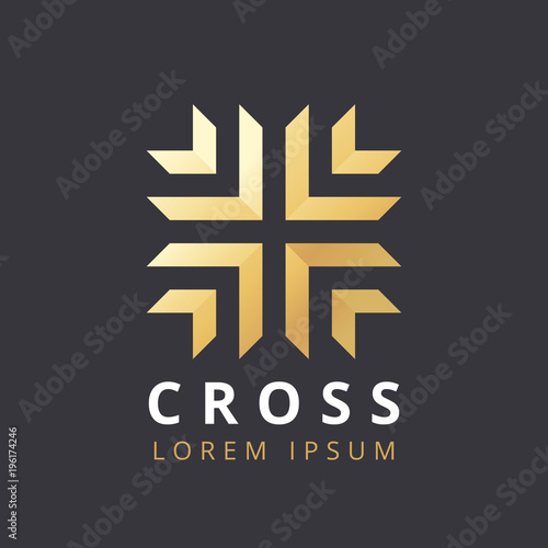 Abstract premium linear vector logo with a cross. Abstract geometric cross symbol. Christian cross icon. Doctor logo help icons business logo