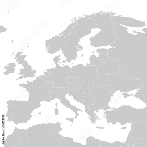 Grey illustration political map of Europe