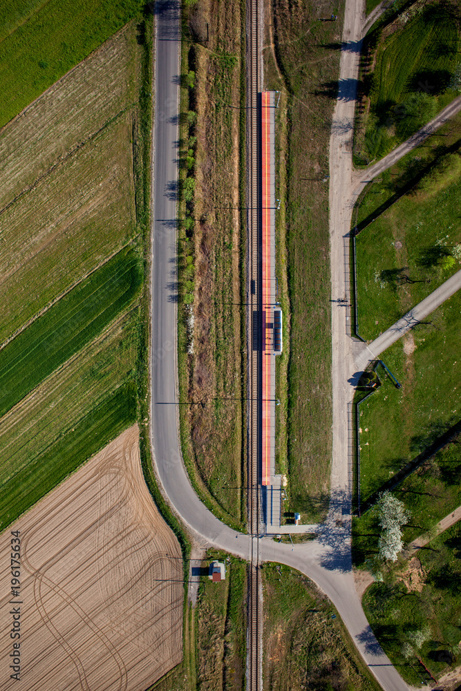 Aerial view of railroad tracks

 - obrazy, fototapety, plakaty 