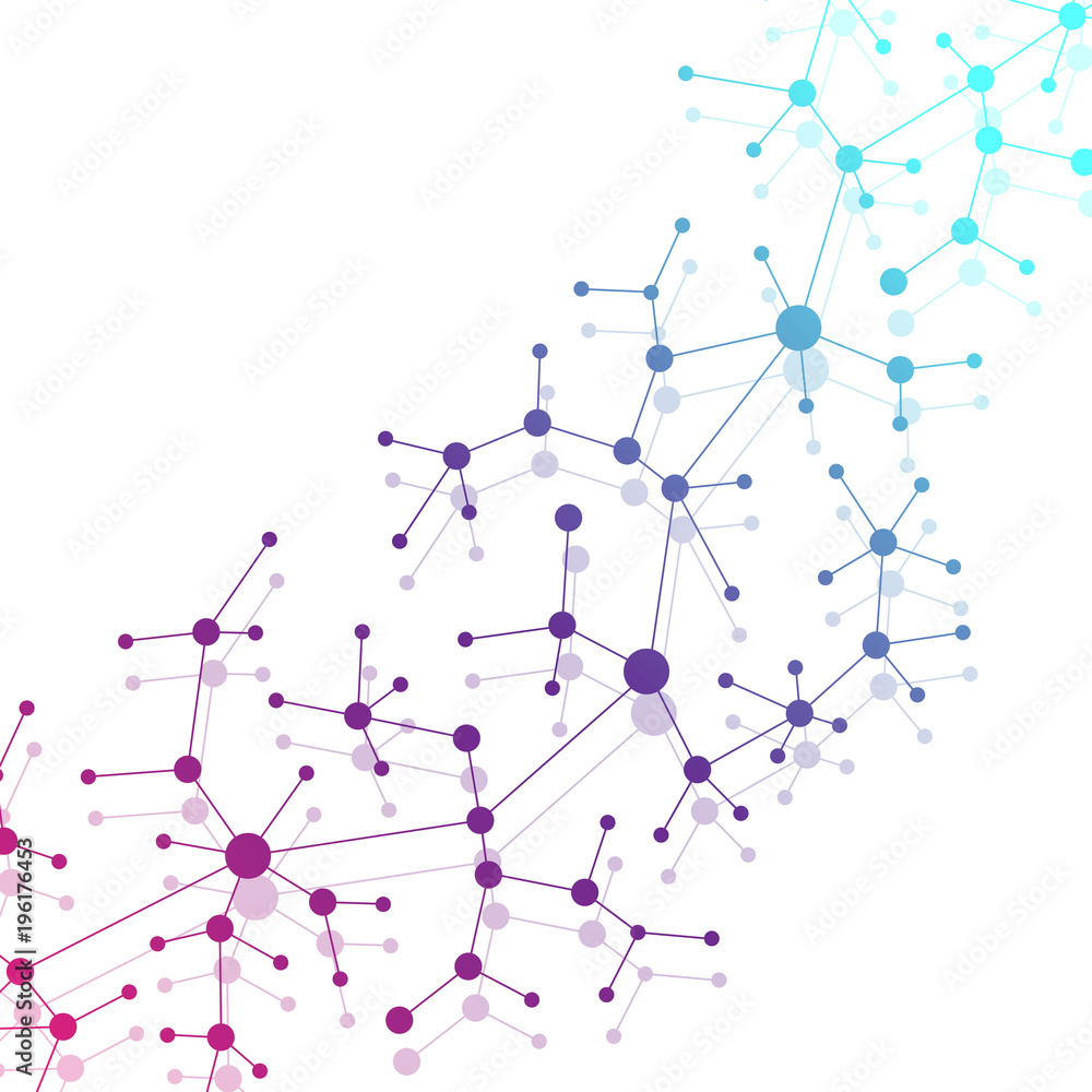 Molecule and communication with connected dots and lines. DNA molecule structure. Graphic background for your design , Illustration Molecule and communication with connected dots and lines. DNA molecule structure. Graphic background for your design , Illustration