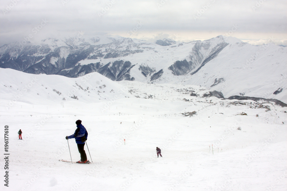 Ski resort Gudauri in Georgia Caucasus mountains.