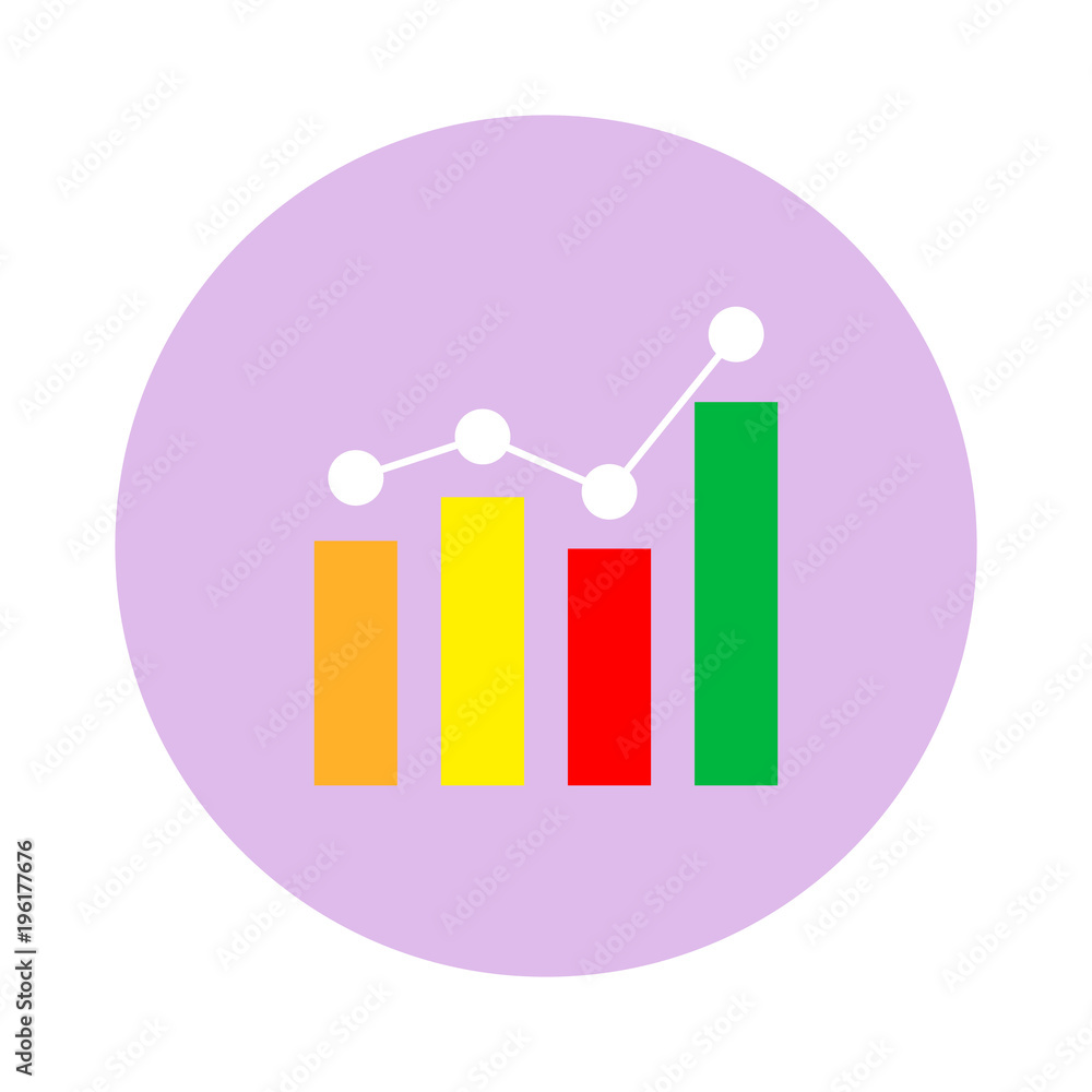 Growth chart colored icon, logo Growth chart colored icon, logo