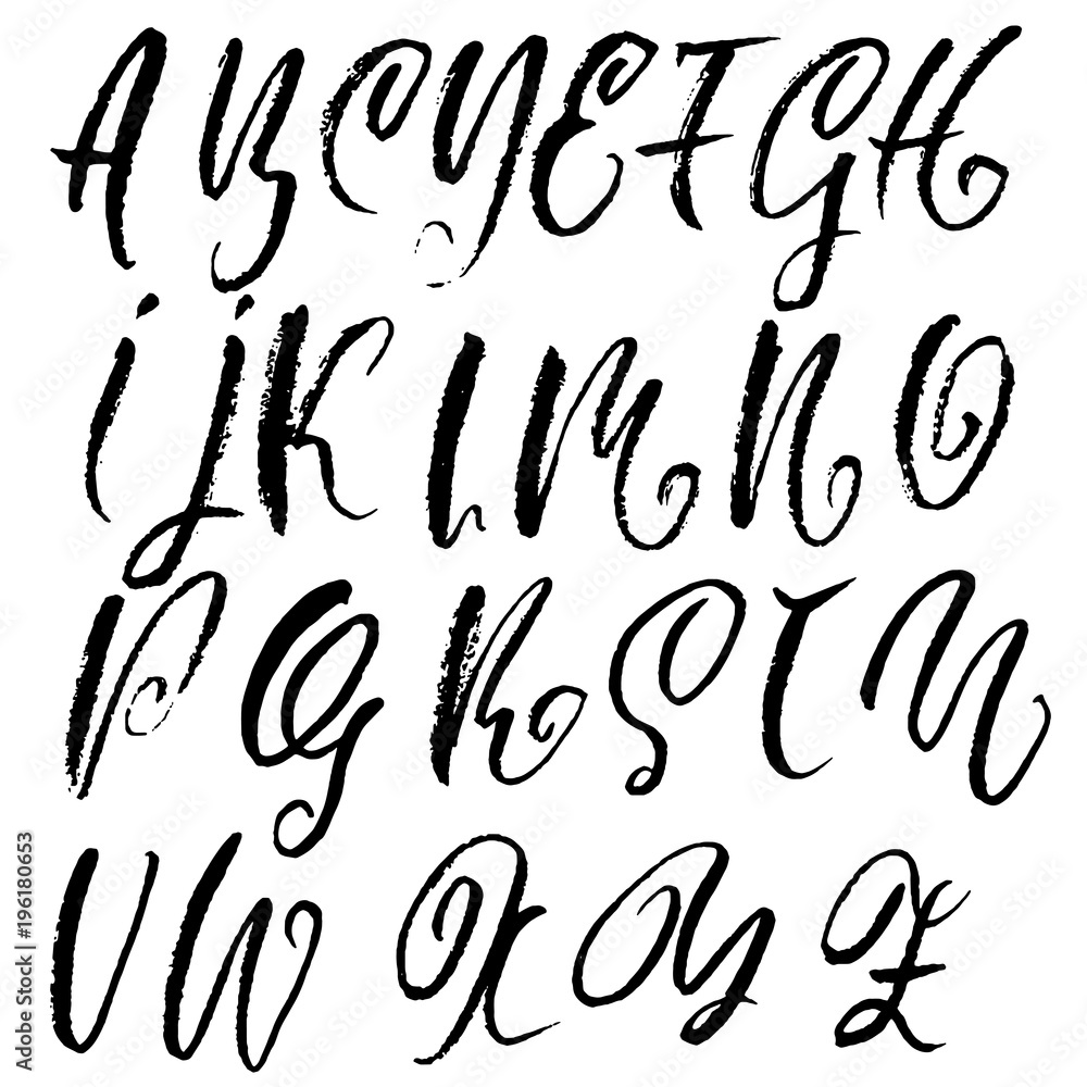 Handdrawn dry brush font. Modern brush lettering. Grunge style alphabet. Vector illustration. Handdrawn dry brush font. Modern brush lettering. Grunge style alphabet. Vector illustration.
