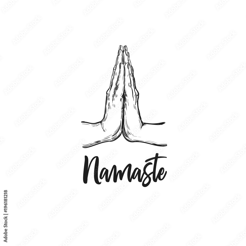 Namaste. Vector hand drawn symbol. Yoga Design Stock Vector