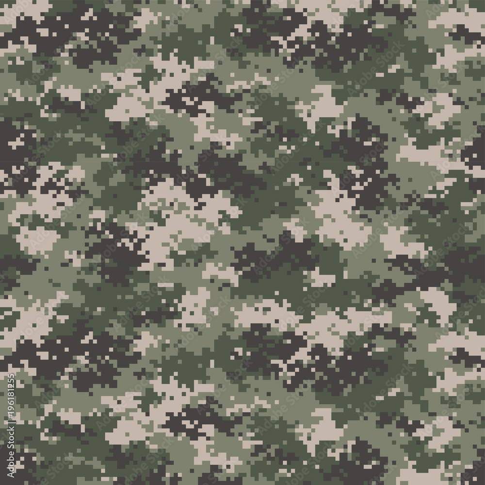 Camouflage seamless pattern. Trendy style camo, repeat print. Vector illustration. - obrazy, fototapety, plakaty 