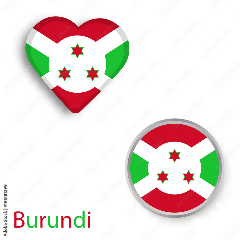 Heart and circle symbols with flag of Burundi. Heart and circle symbols with flag of Burundi.