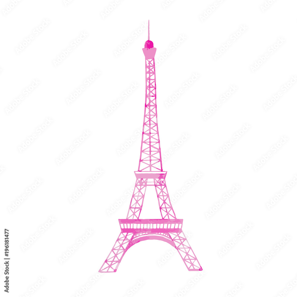 Watercolor vector Eiffel Tower