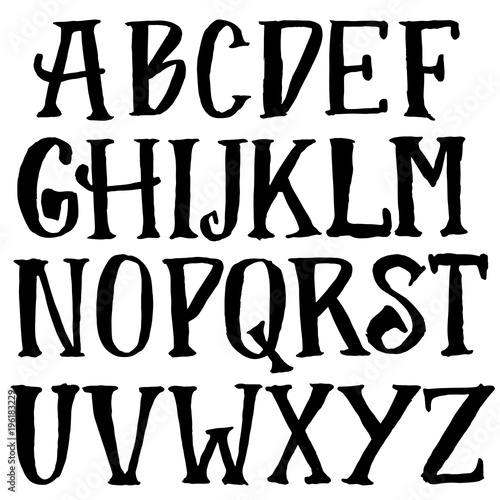 Grunge vintage whiskey font. Old handcrafted display skript. Modern brush label lettering. Vector typography illustration.