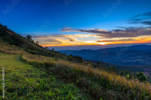 Beautiful sunrise in the morning on high mountain.