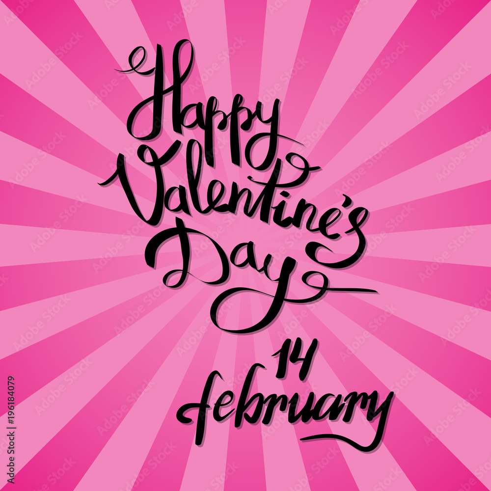 Happy Valentines Day 14 February Poster on Pink