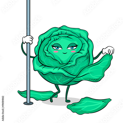 Cabbage pole dancer pop art vector illustration