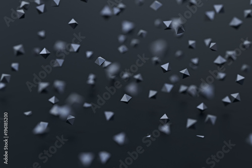 Abstract 3d rendering of flying rhombus.